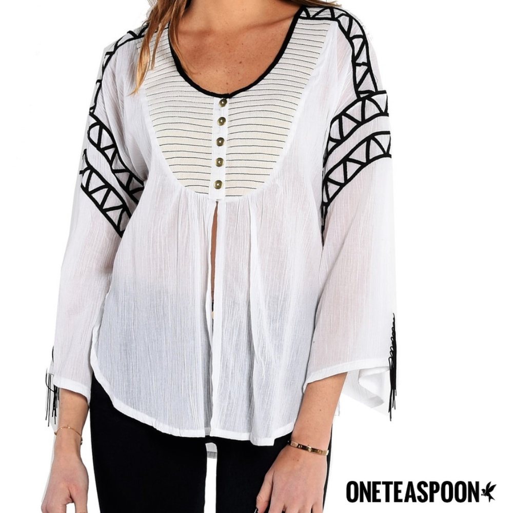 One Teaspoon black and white boho top